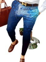 Blauwe Trellis Broek