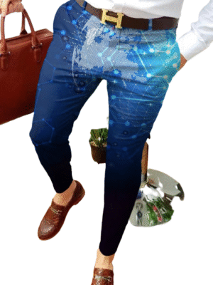 Blauwe Trellis Broek