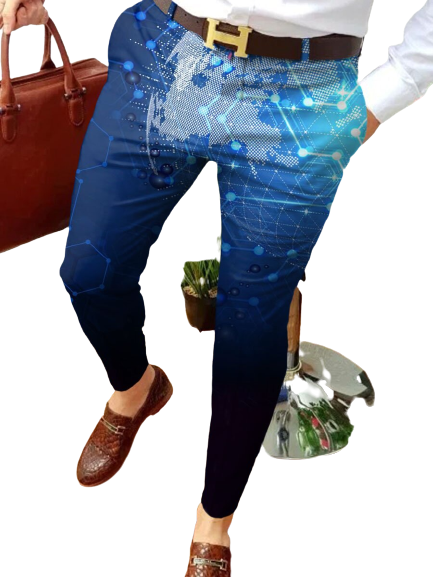 Blauwe Trellis Broek