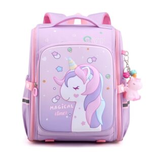 Schattige en Waterdichte Eenhoorn Schooltas voor Kleuterschool Paars