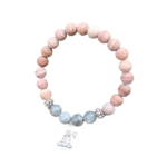 Labradoriet en mat roze stenen armband