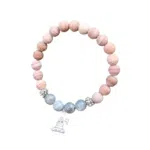 Labradoriet en mat roze stenen armband