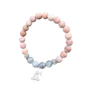 Labradoriet en mat roze stenen armband
