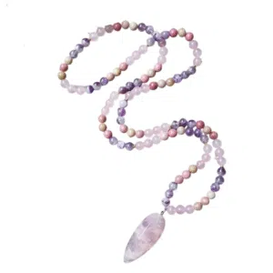 Rhodoniet, Rozenkwarts, Amethist ketting