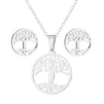 Boheemse levensboom ketting + oorbellen ZILVER