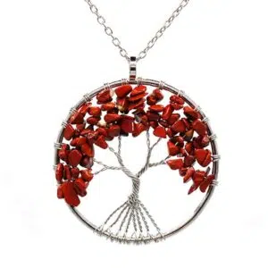Levensboom ketting Rode stenen