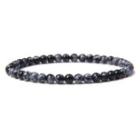 Obsidiaan vlok 4mm armband