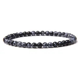 Obsidiaan vlok 4mm armband