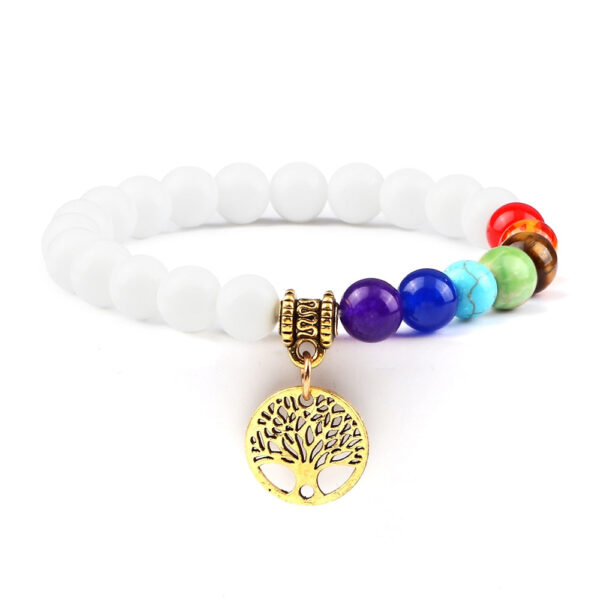 Witte Kwarts Levensboom 7 Chakra's Armband