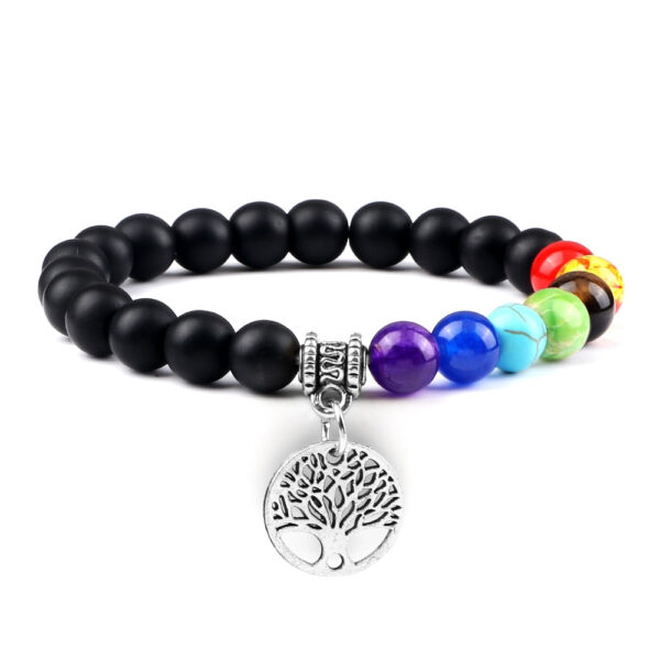 Onyx Levensboom 7 Chakra's Armband