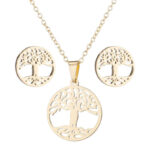 Boheemse levensboom GOLD ketting + oorbellen