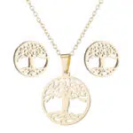 Boheemse levensboom GOLD ketting + oorbellen