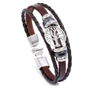 Leren armband Levensboom