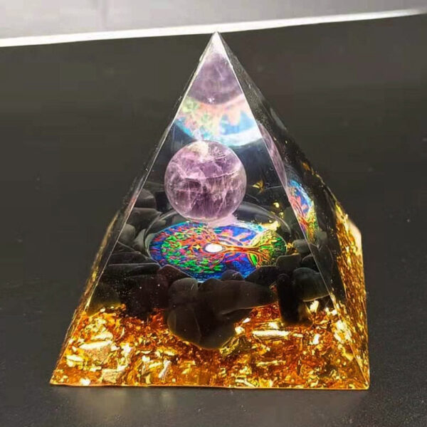 Orgoniet Piramide Obsidiaan en Amethist Levensboom 6 cm