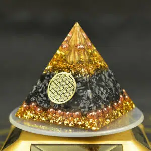 Orgoniet Piramide "Bescherming" Obsidiaan sneeuw 6 cm