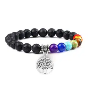 Lavasteen Armband Levensboom 7 Chakra's