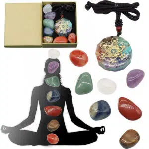 Set stenen en Orgonite 7 Chakra's hanger