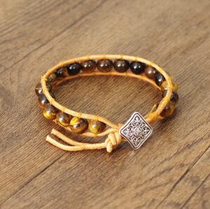 Tijgeroog leren armband