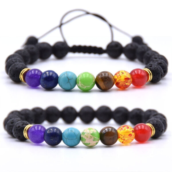 7 Chakra's Armband van Lavasteen