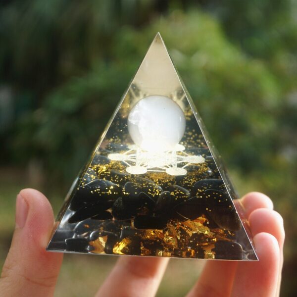 Obsidiaan Piramide Orgoniet met Rozenkwarts Bol 6 cm - Image 2