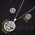 Ketting + oorbellen bloeiende levensboom ZILVER