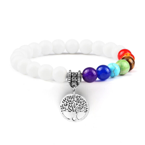 Witte Kwarts Levensboom 7 Chakra's Armband - Image 2