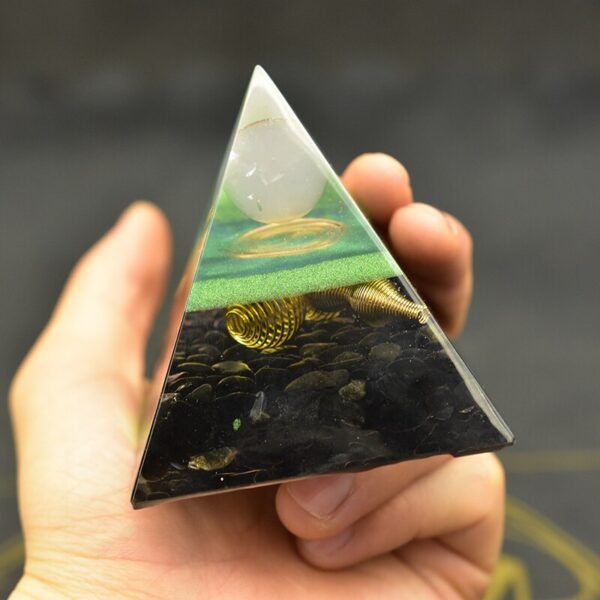 Orgoniet Piramide Obsidiaan en Witte Kwarts 7 cm