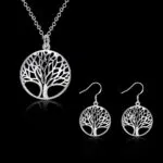Klassieke levensboom ketting + oorbellen