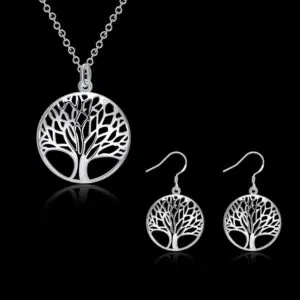 Klassieke levensboom ketting + oorbellen