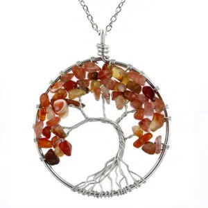 Rode agaat levensboom ketting