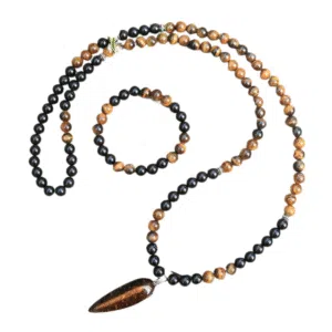 Ketting + Armband : Onyx, Tijgeroog