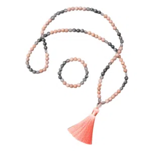 Ketting + Armband : Grijze onyx, Labradoriet, Maansteen