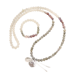 Ketting + Armband Labradoriet, Amethist, Heldere Kwarts