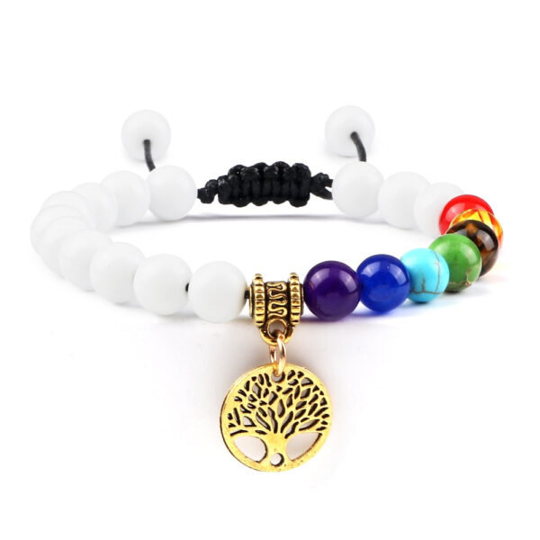 Witte Kwarts Levensboom 7 Chakra's Armband - Image 4