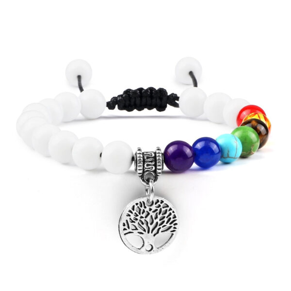 Witte Kwarts Levensboom 7 Chakra's Armband - Image 3