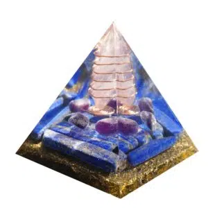 Lapis lazuli en Rozenkwarts Piramide Orgoniet 7cm