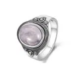 Antieke Rozenkwarts Zilveren Ring