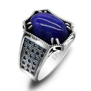 Zilveren ring met Lapis Lazuli en Zirkonia.