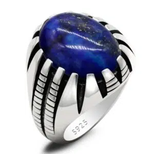 Zilveren ring met Lapis Lazuli en punkstijl