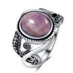 Tribale Ring van zilver en rozenkwarts