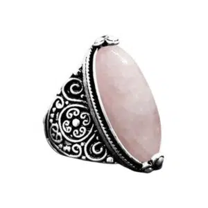 Rozenkwarts ring met bloemmotief