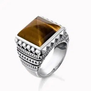 "Ring met tijgeroogschedel.