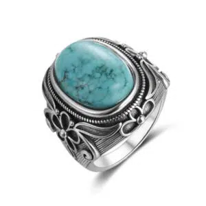 Zilveren Ring voor Vrouw met Turquoise Steen 11X17MM.