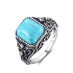 Turkoois Ring met Vierkante Steen