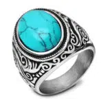Vintage ring met retro turquoise accenten.