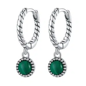 Luxe 925 Sterling Zilveren Malachiet Oorbellen