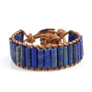 Lapis Lazuli Leren Armband voor dames.