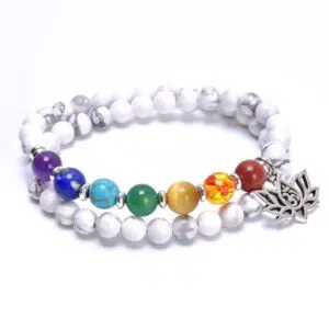 Howliet armband met 7 chakra's en lotus.