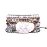 Boheemse Leren Armband met Howliet Kralen