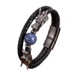 Lapis Lazuli en leren drakenarmband.